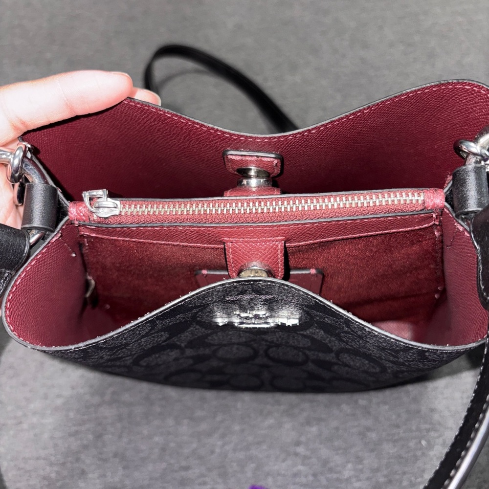 Small Town Bucket Bag In Signature Canvas (with Wine/Red Color Interior) - Picture 4 of 10